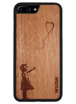 Slim Wooden Phone Case (Banksy Girl With a Balloon in Mahogany)