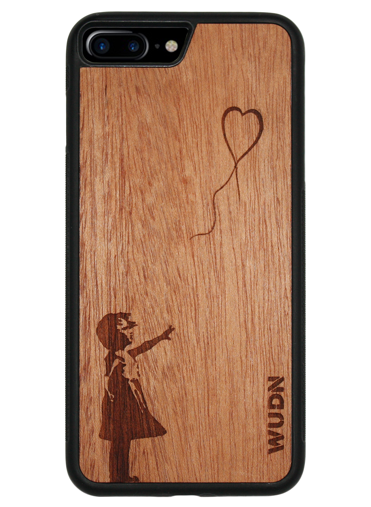 Slim Wooden Phone Case (Banksy Girl With a Balloon in Mahogany)