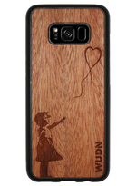 Slim Wooden Phone Case (Banksy Girl With a Balloon in Mahogany)