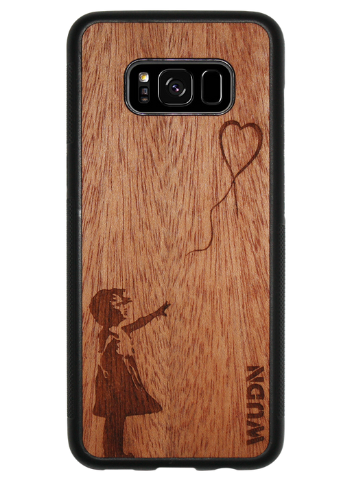 Slim Wooden Phone Case (Banksy Girl With a Balloon in Mahogany)