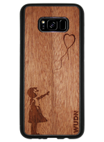 Slim Wooden Phone Case (Banksy Girl With a Balloon in Mahogany)