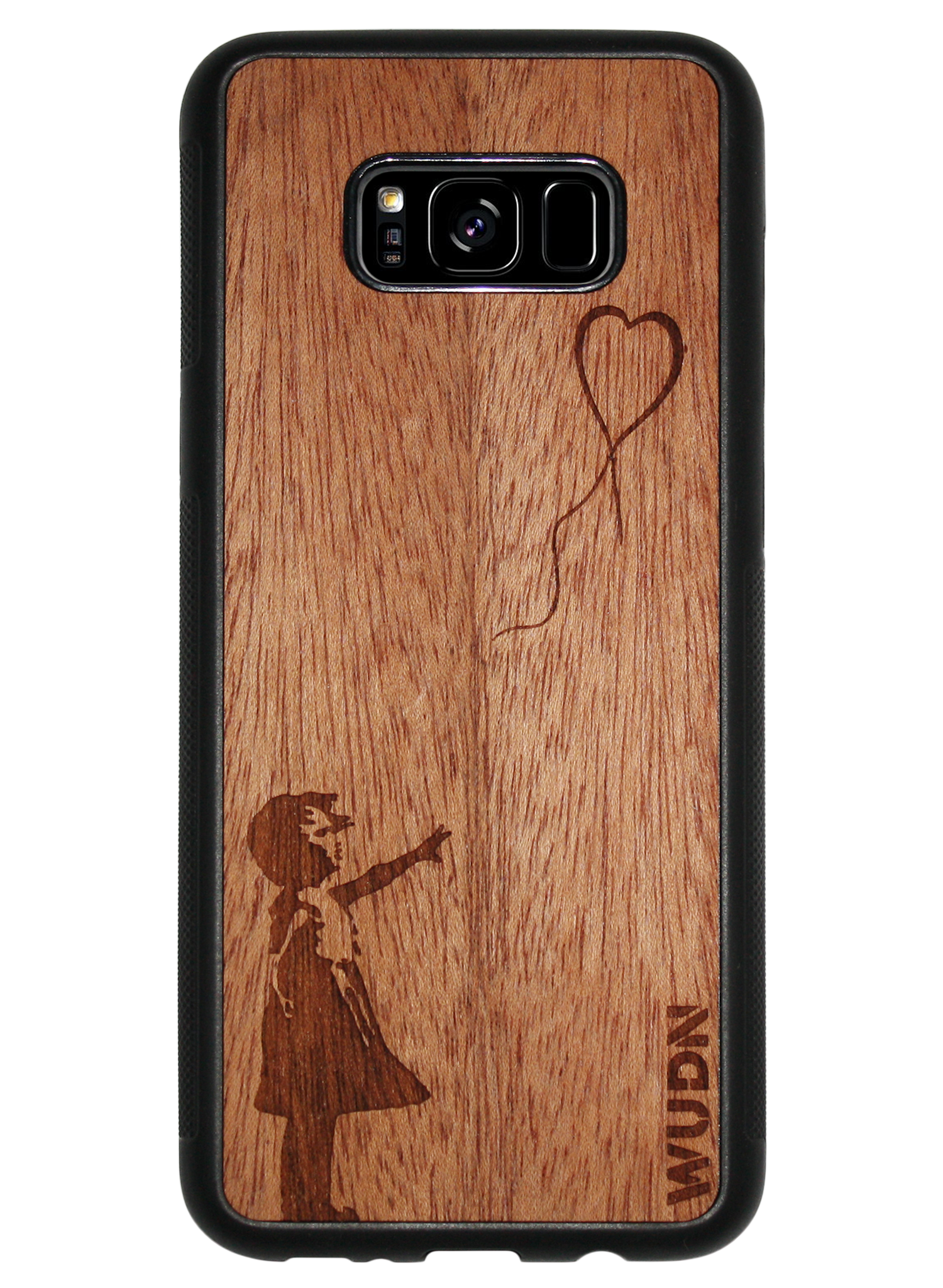 Slim Wooden Phone Case (Banksy Girl With a Balloon in Mahogany)