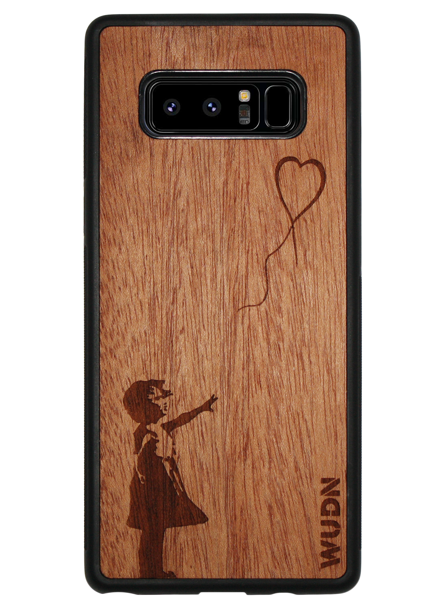Slim Wooden Phone Case (Banksy Girl With a Balloon in Mahogany)