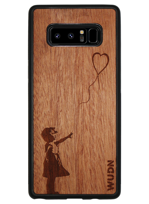 Slim Wooden Phone Case (Banksy Girl With a Balloon in Mahogany)