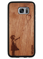 Slim Wooden Phone Case (Banksy Girl With a Balloon in Mahogany)