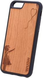 Slim Wooden Phone Case (Banksy Girl With a Balloon in Mahogany)