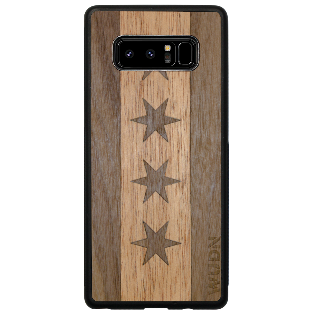 Slim Wooden Phone Case (Chicago Traveler in Mahogany & Black Walnut)