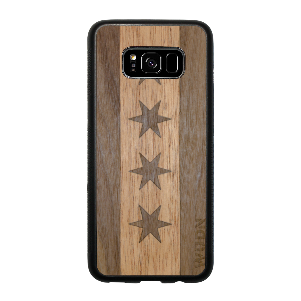 Slim Wooden Phone Case (Chicago Traveler in Mahogany & Black Walnut)