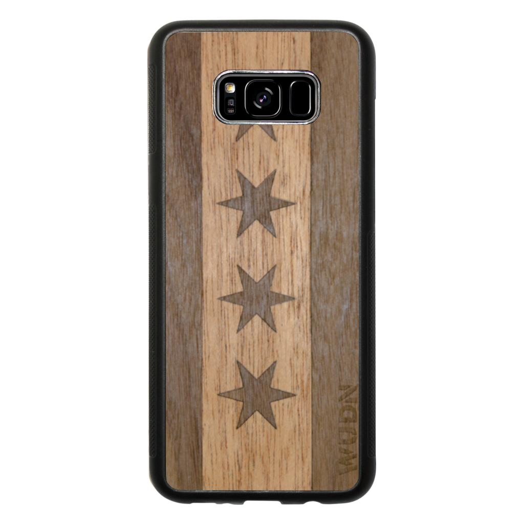 Slim Wooden Phone Case (Chicago Traveler in Mahogany & Black Walnut)