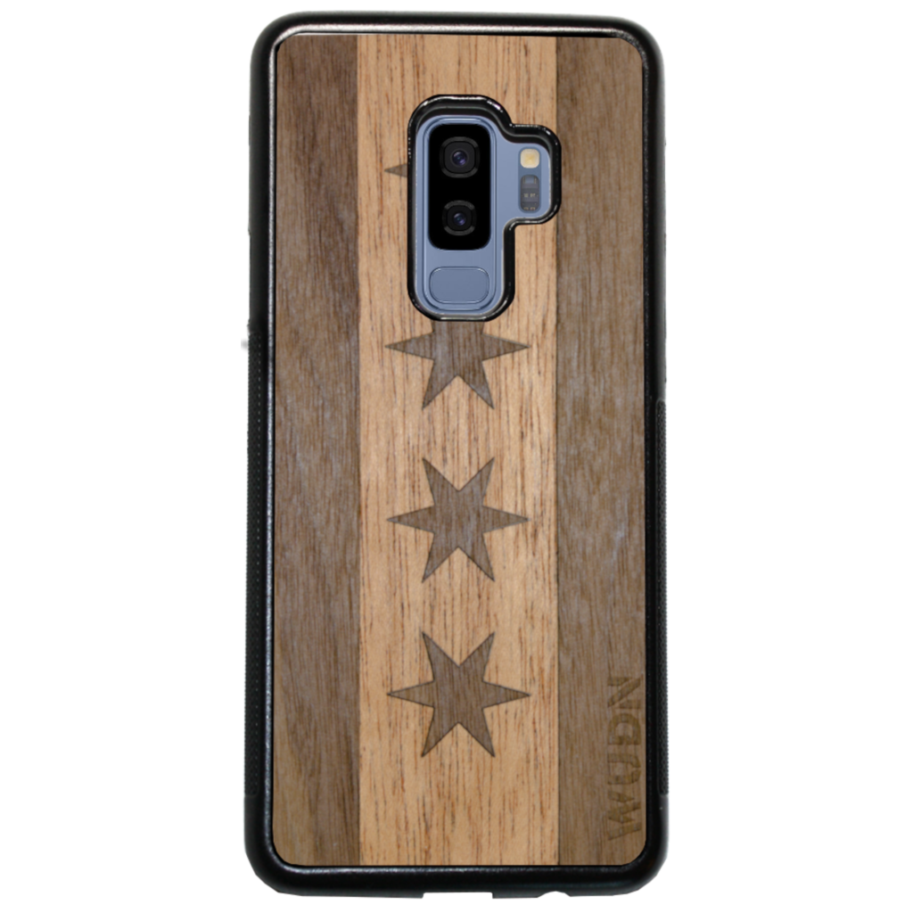 Slim Wooden Phone Case (Chicago Traveler in Mahogany & Black Walnut)