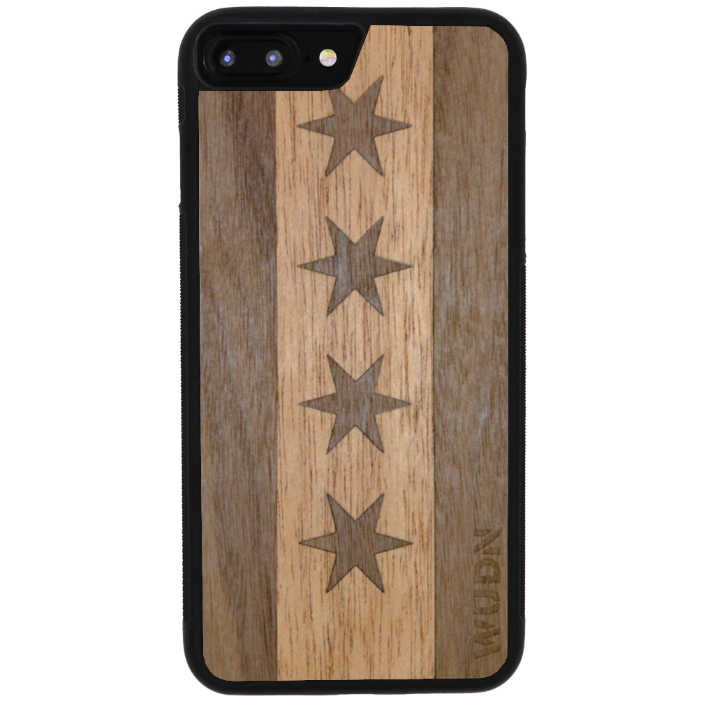 Slim Wooden Phone Case (Chicago Traveler in Mahogany & Black Walnut)