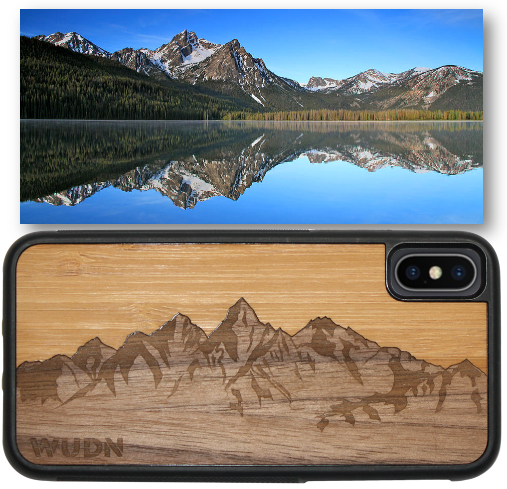 Slim Wooden Phone Case (Sawtooth Mountains Bamboo Sky)