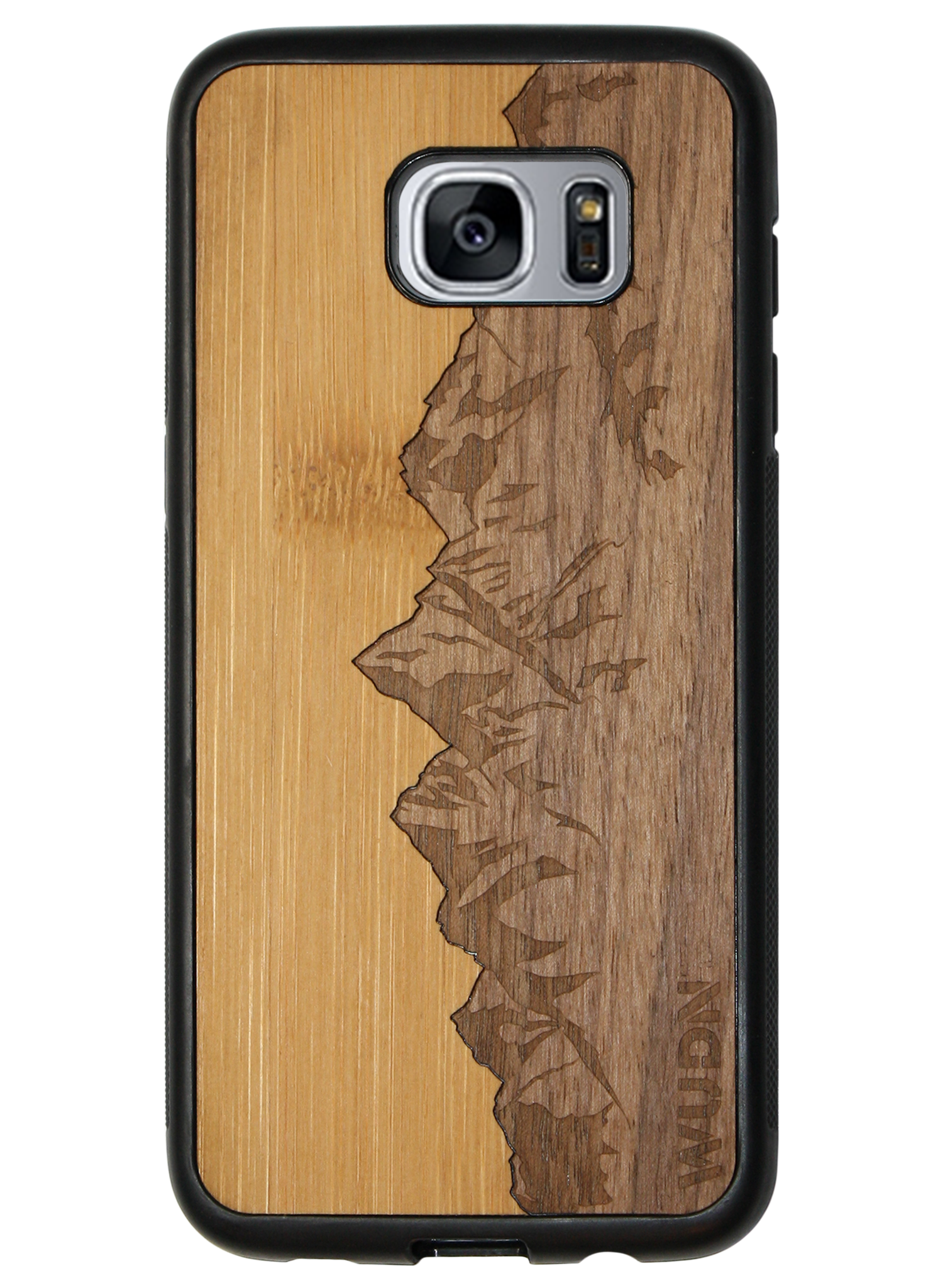 Slim Wooden Phone Case (Sawtooth Mountains Bamboo Sky)