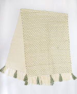 Diamond Guanabana Cream and Dark Green Table Runner (Medium)